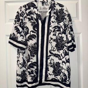H&M Black and White Patterned Shirt Jacket